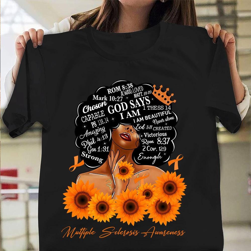 Dios dice que soy fuerte, camiseta de guerrero de la esclerosis múltiple, mujer girasol