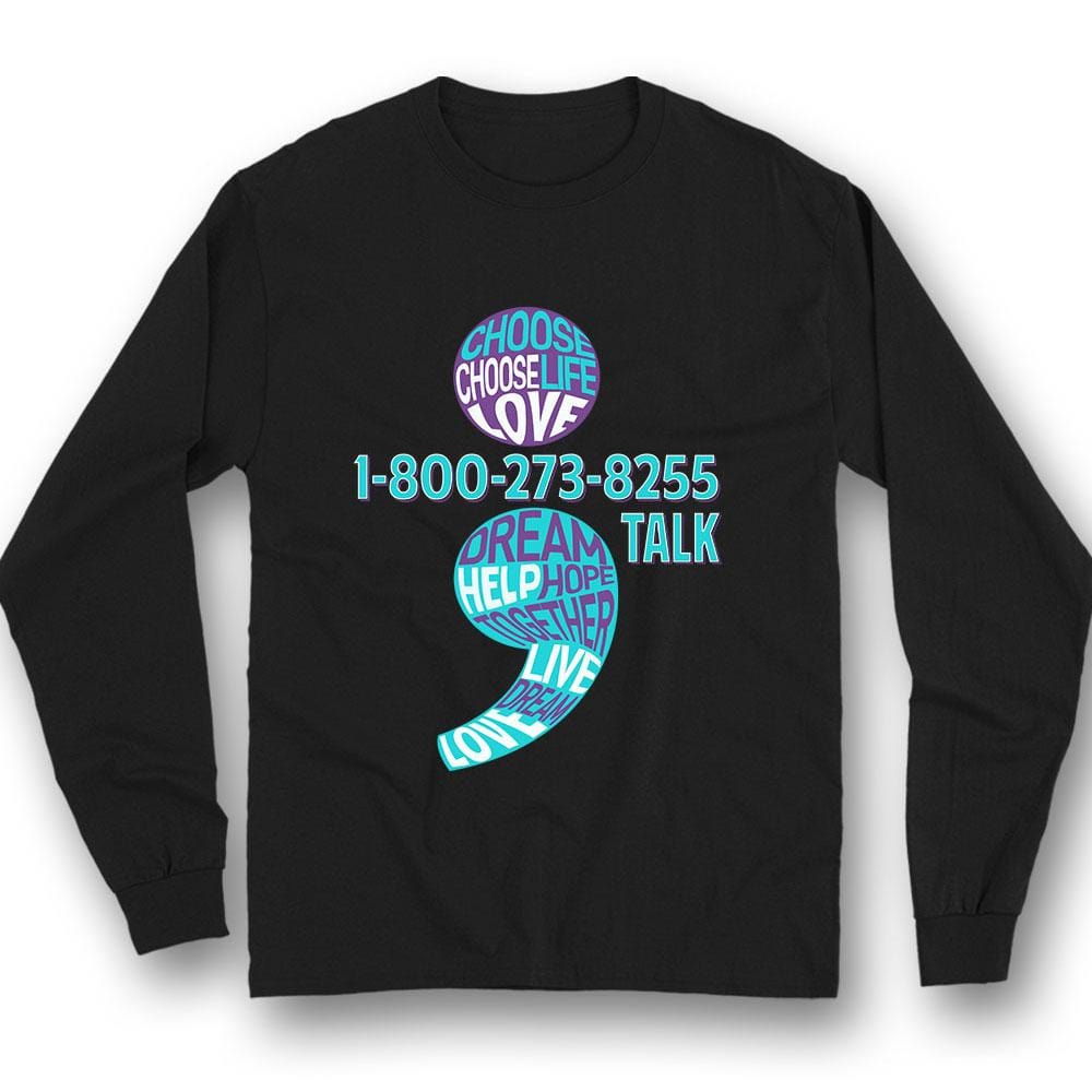 Elige la vida, el amor, camiseta de la línea directa nacional para la prevención del suicidio, punto y coma