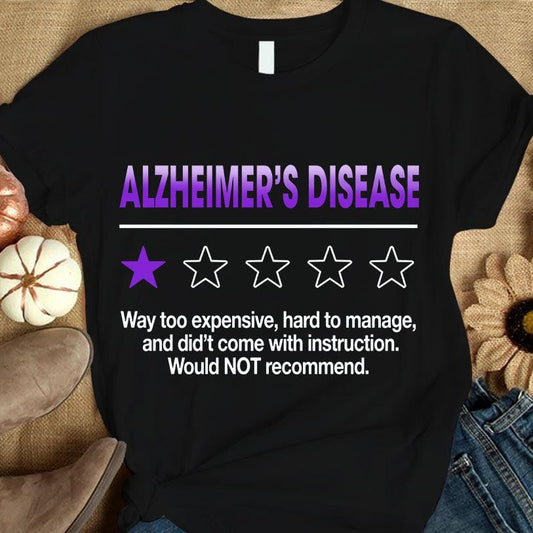 Camiseta de concienciación sobre la enfermedad de Alzheimer con 1 de cada 5 estrellas moradas