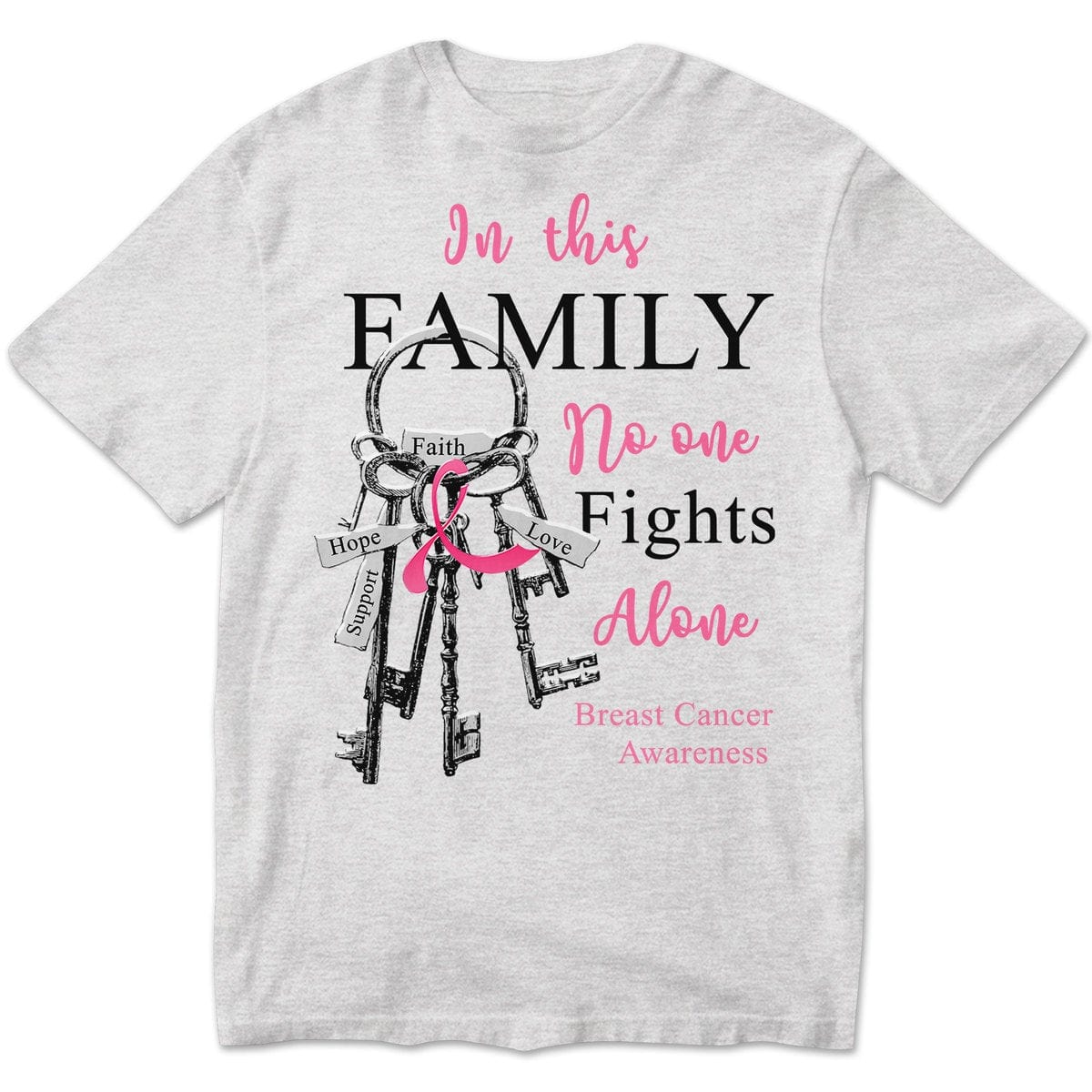 In This Family No One Fights Alone With Key Breast Cancer Long Sleeve Shirts