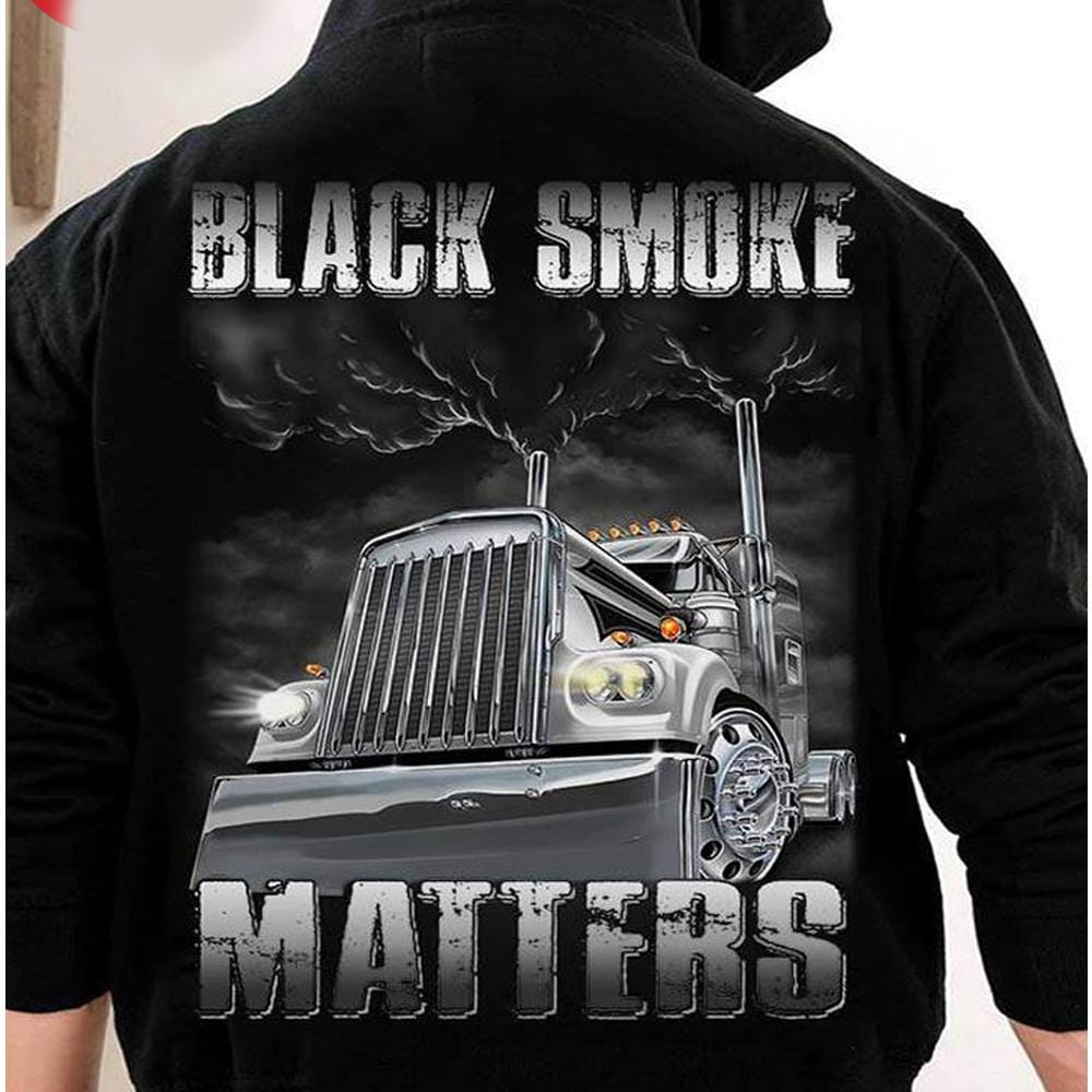 Camisa de camionero para hombre y mujer, sudadera con capucha negra Smoke Matters