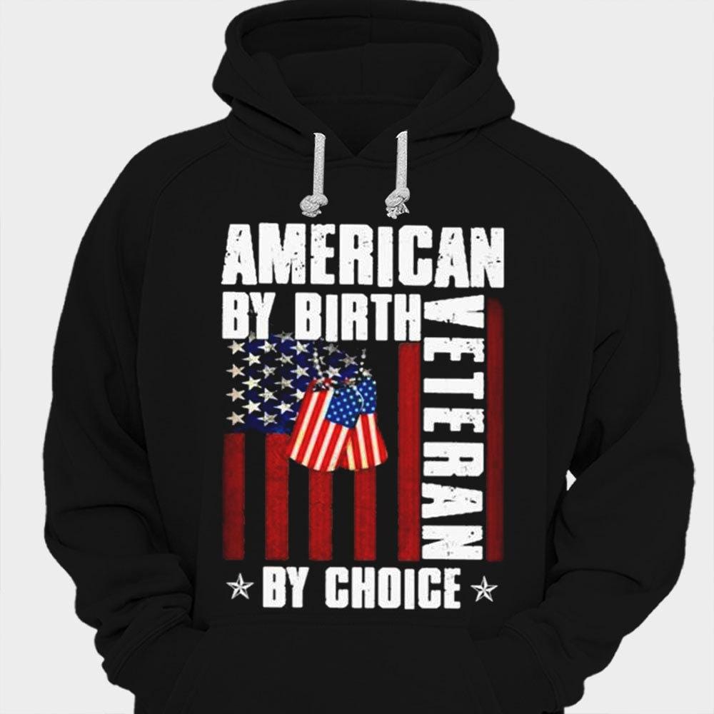 Camisetas de "estadounidense por nacimiento, veterano por elección"