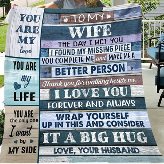 Para mi esposa, con amor de mi esposo, manta polar y sherpa