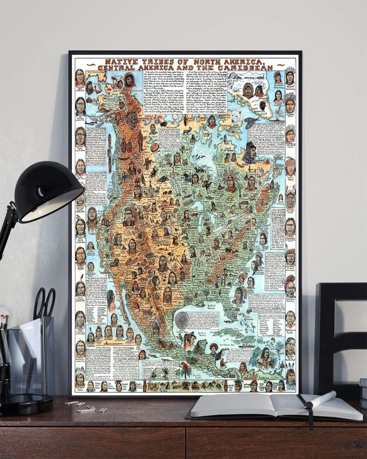 Map Of The Indian Tribes Of North America, Central America And The Caribbean Native American Poster, Canvas