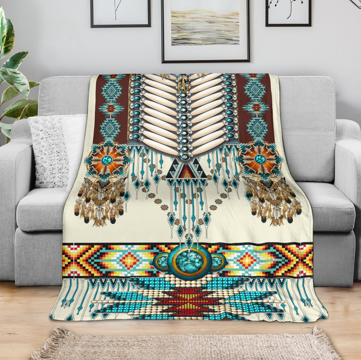 Native Warrior American Fleece & Sherpa Blanket