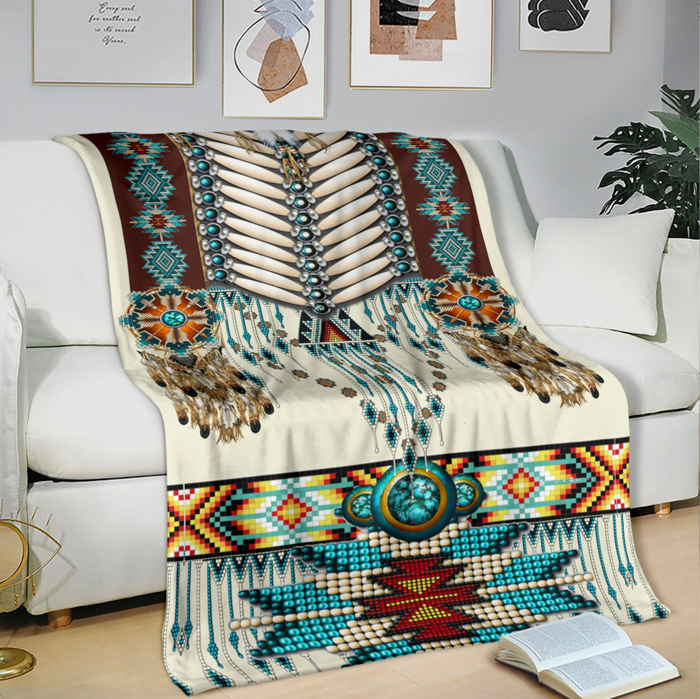 Native Warrior American Fleece & Sherpa Blanket