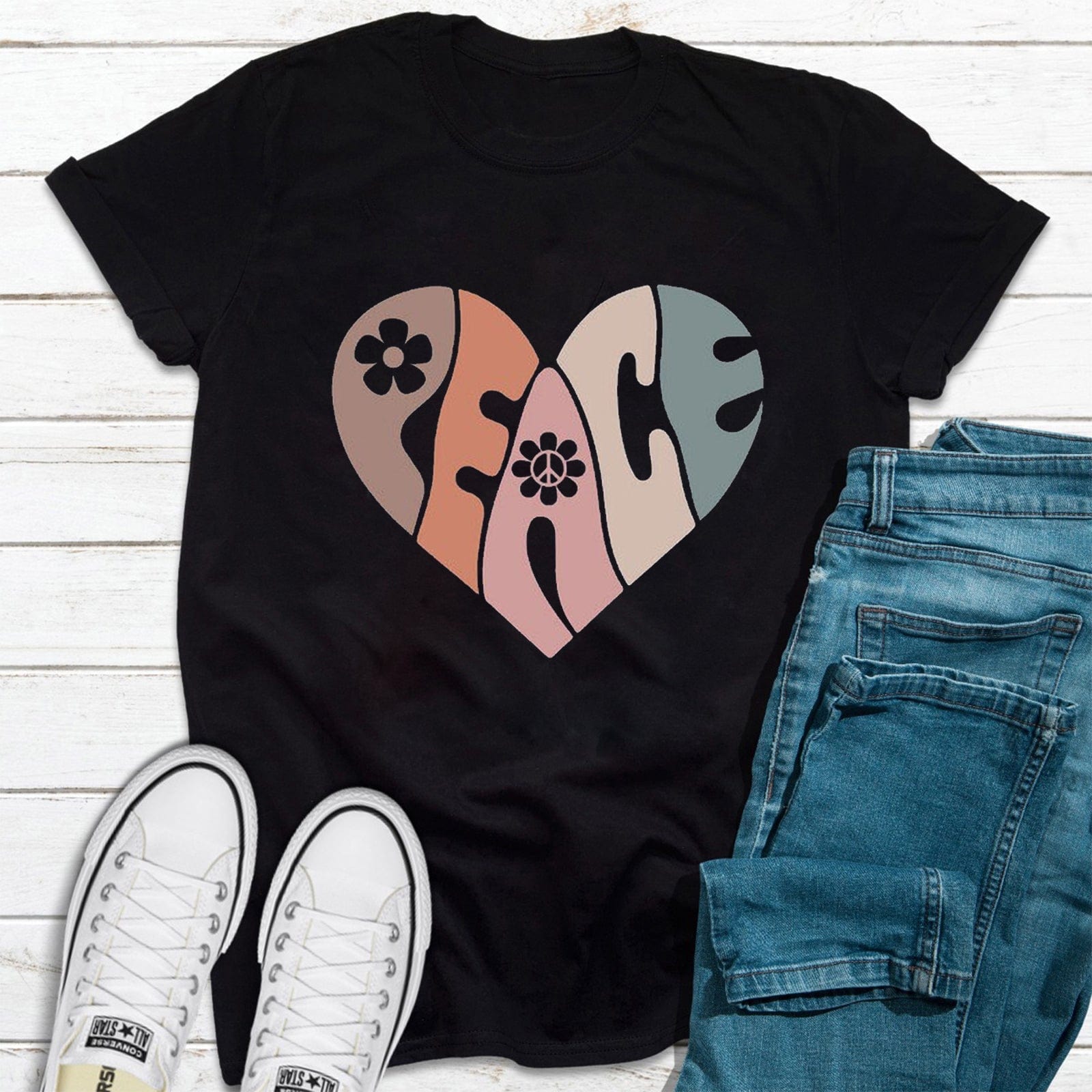 Groovy Peace Heart Hippie Shirt