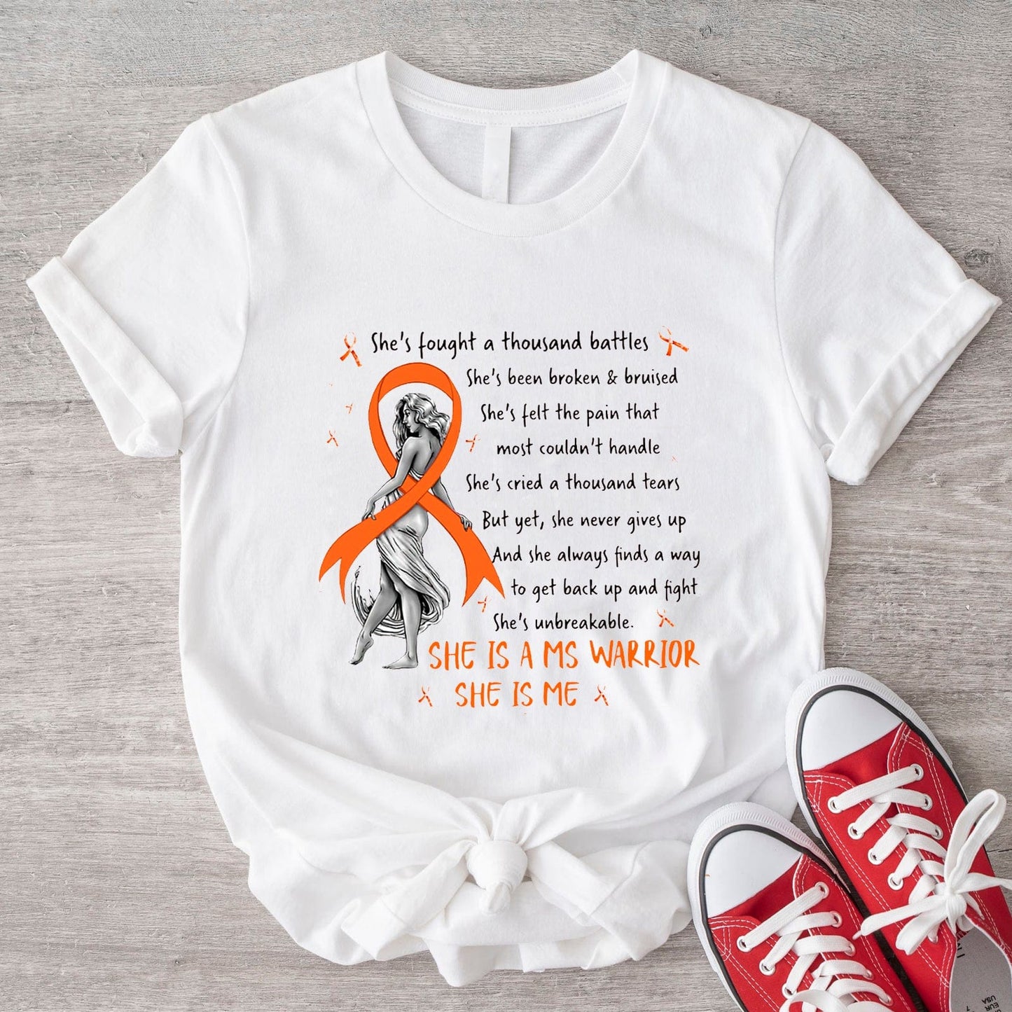 She's Fought A Thousand Battles Multiple Sclerosis Awareness Shirts