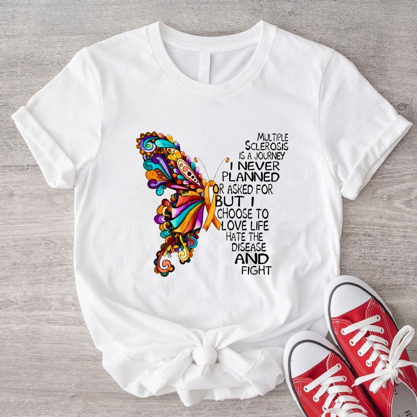 Multiple Sclerosis Is A Journey Butterfly Orange MS Shirts