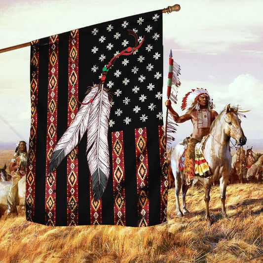 Bandera de Estados Unidos con el orgullo de los nativos americanos Bandera para casa y jardín