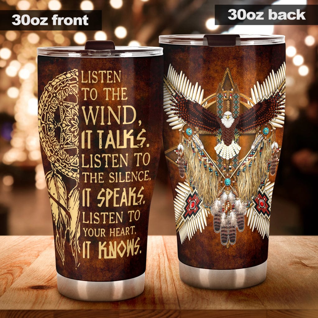 Escucha al viento, habla Águila Tumbler Nativo Americano