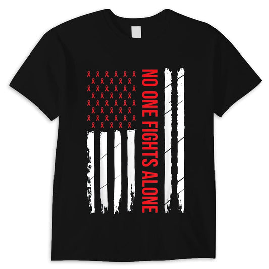 Camiseta con lazo rojo para concienciar sobre los accidentes cerebrovasculares "Nadie lucha solo"