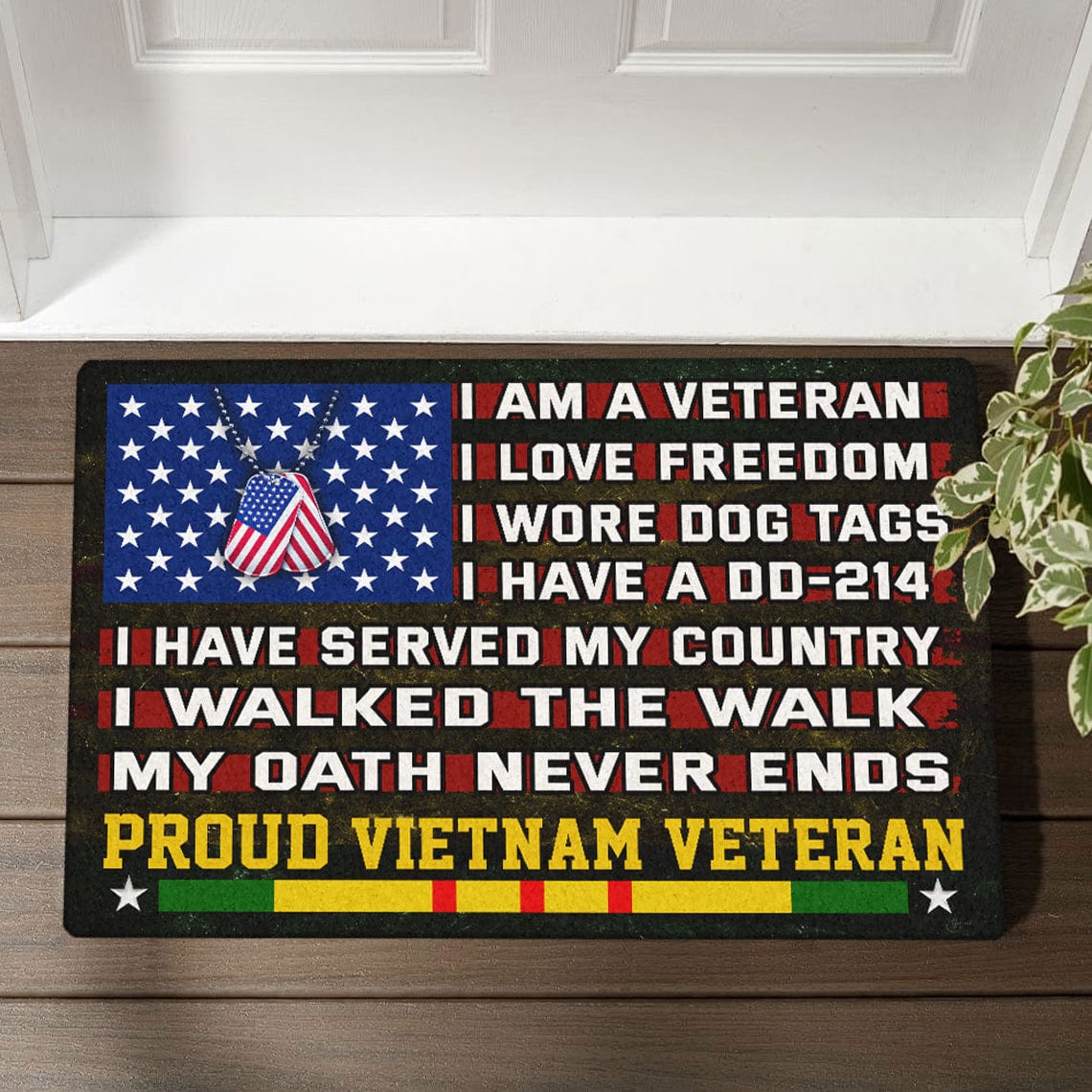 I Am A Veteran I Love Freedom Proud Vietnam Veteran Doormat