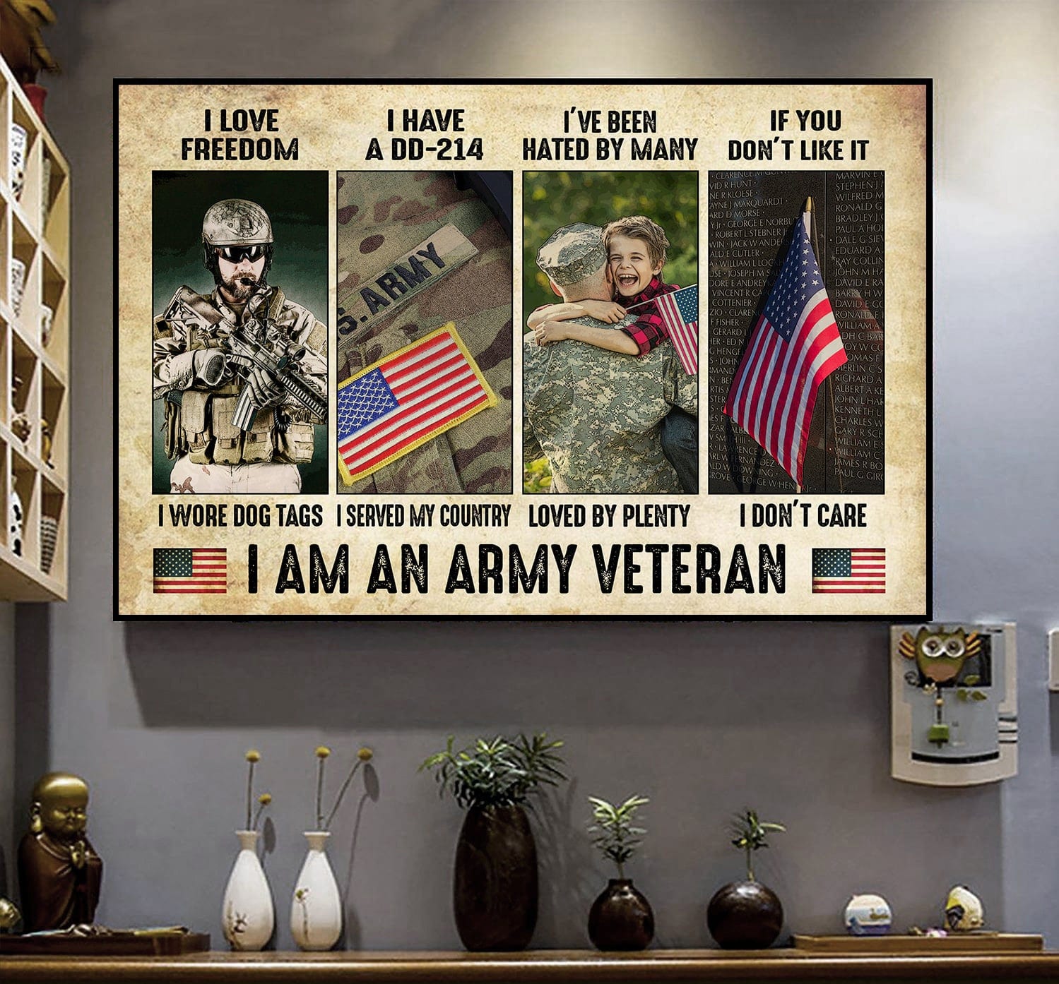 I Am An Army Veteran Poster, Canvas