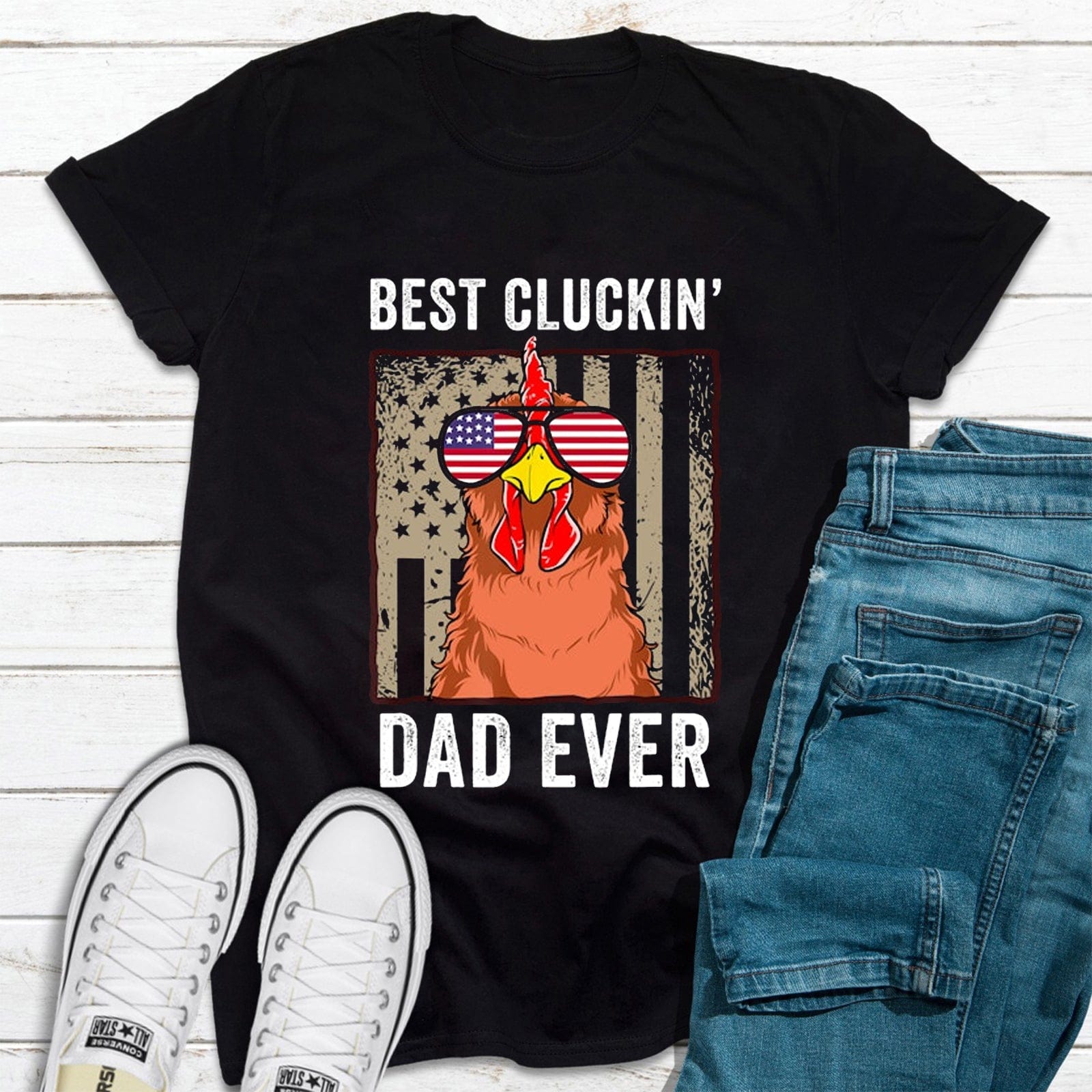 Chicken Dad Funny Farm Best Cluckin Dad Ever Shirt