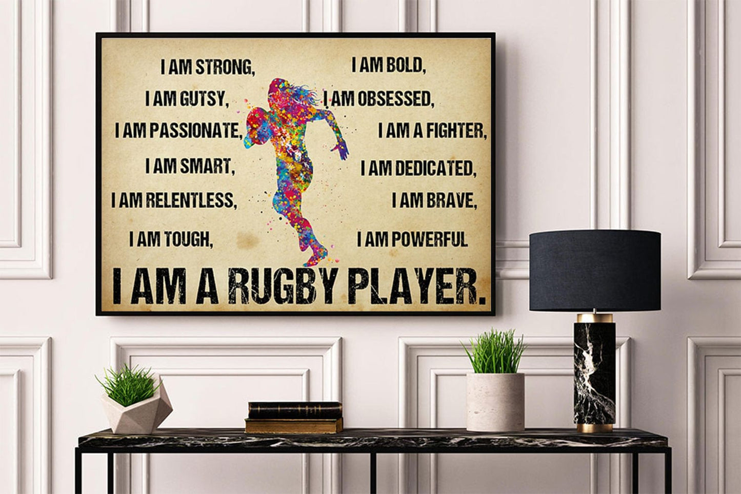 I Am A Rugby Player Girl Poster, Canvas