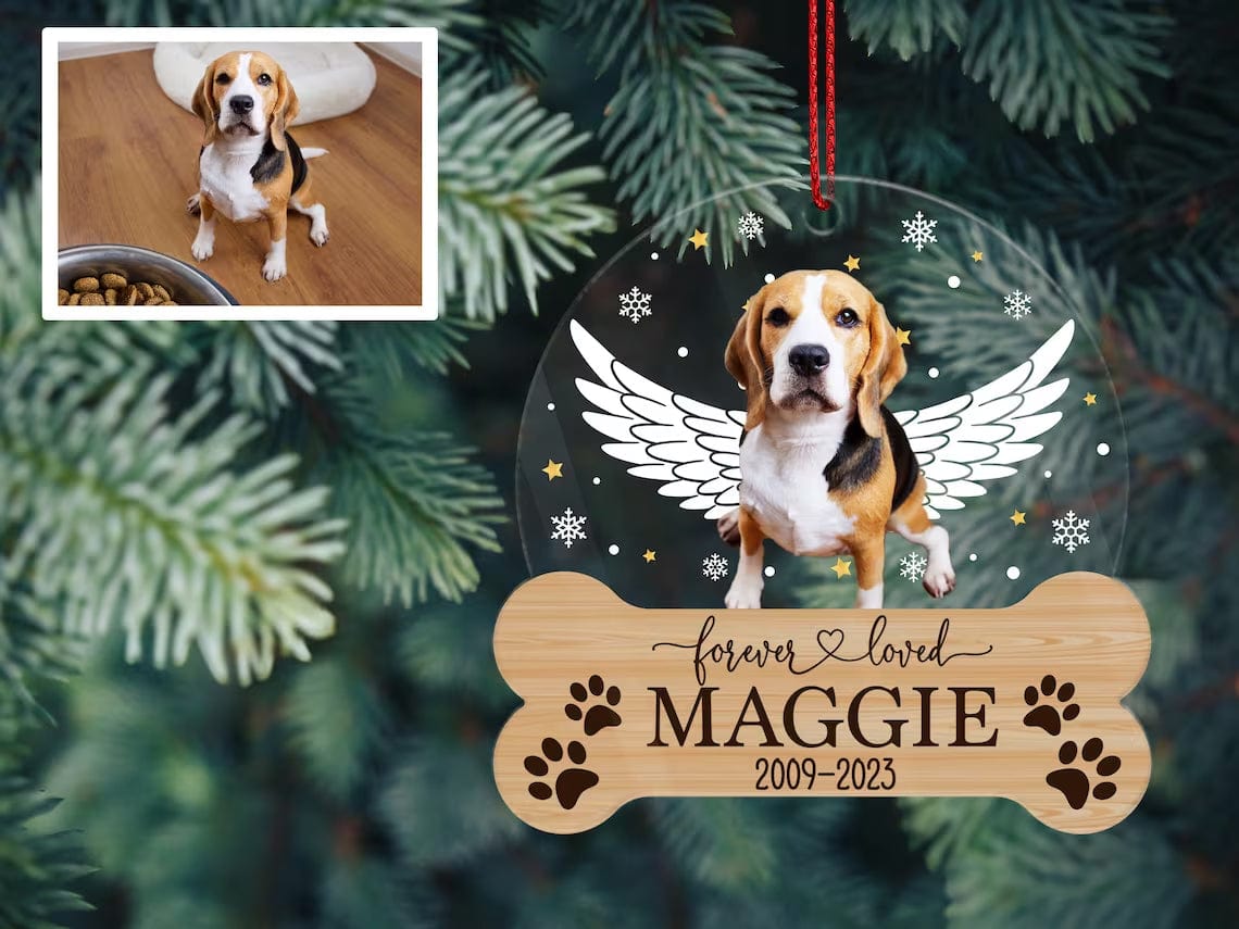 Personalized Dog Memorial Christmas Ornament, Forever Loved Dog Ornament