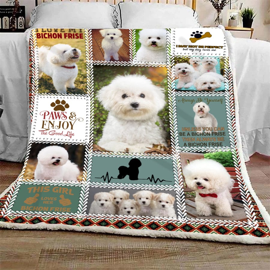 Paws And Enjoy The Good Life Bichon Frise Dog Blanket