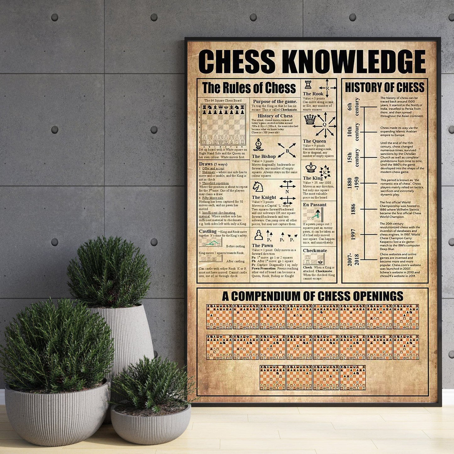 Chess Knowledge Poster, Canvas, The Rules Of Chess