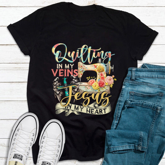 Acolchado en mis venas Jesús en mi corazón Cosiendo camisas