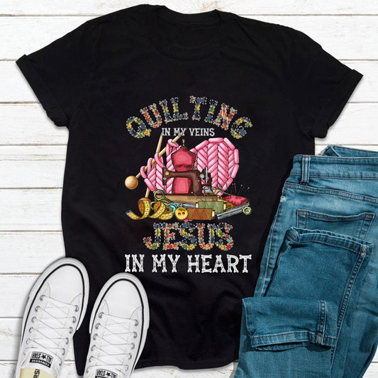 Acolchado en mis venas Jesús en mi corazón Camisetas