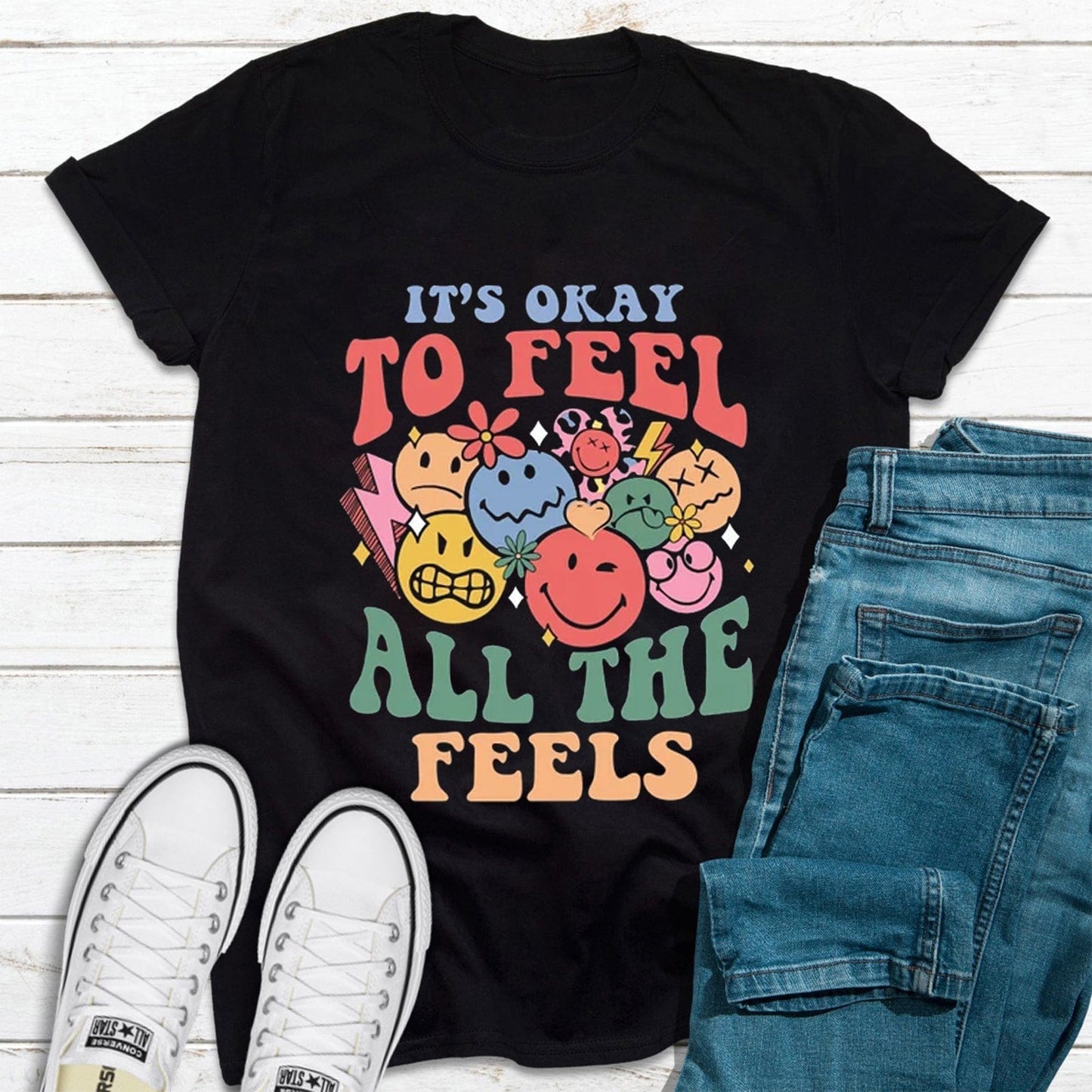 It's Okay To Feel All The Feels Mental Health T-Shirt