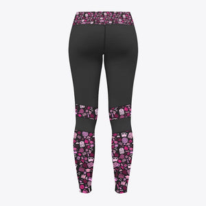 Leggings para profesores Herramientas para profesores Patrón Leggings Lápiz negro rosa Leggings con forma de árbol