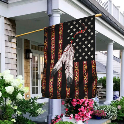 Bandera de Estados Unidos con el orgullo de los nativos americanos Bandera para casa y jardín