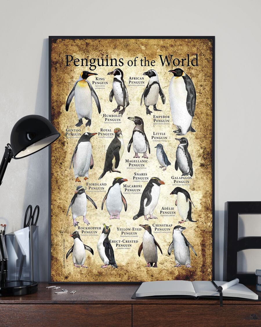 Penguins of The World Poster, Canvas