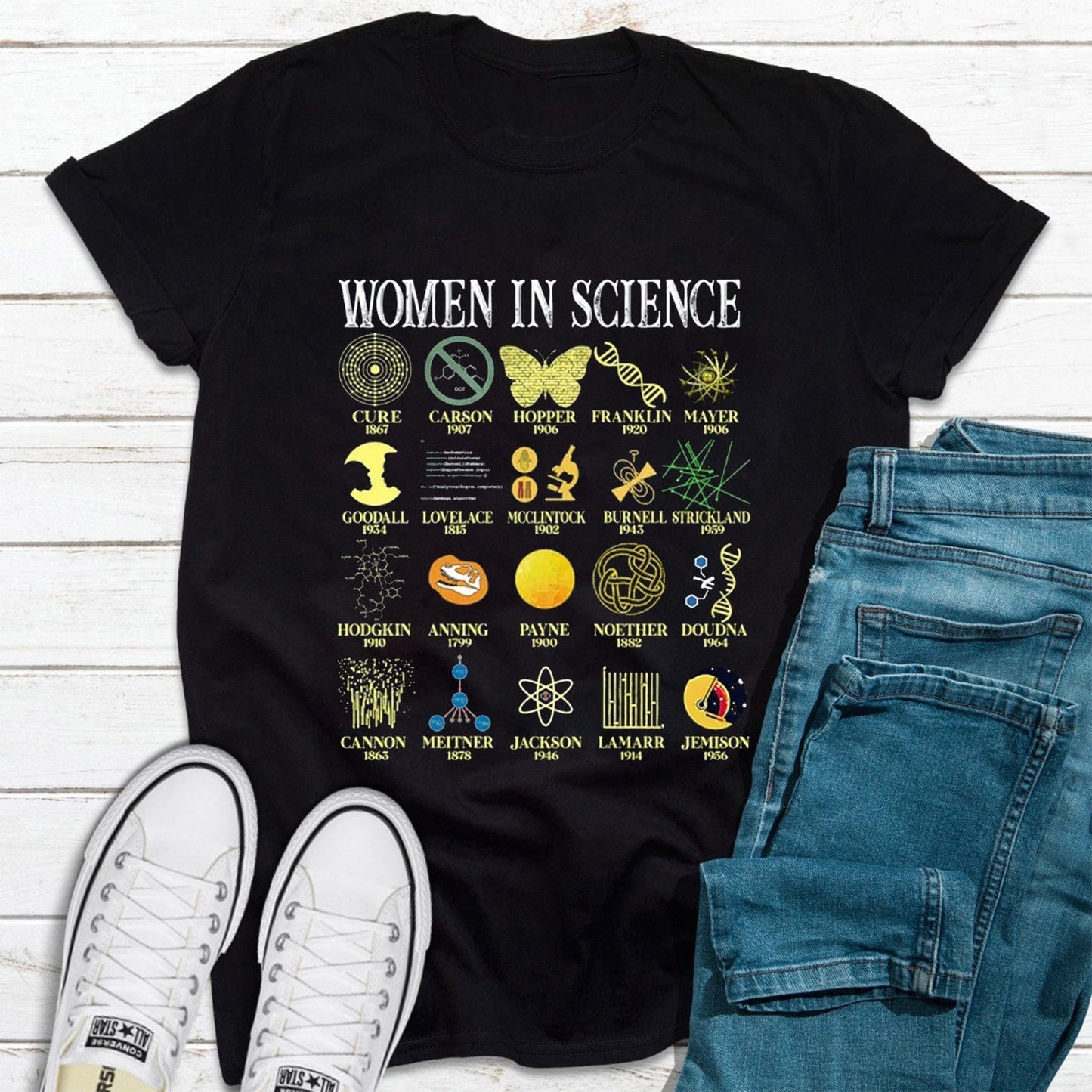 Camiseta feminista de mujer en ciencia