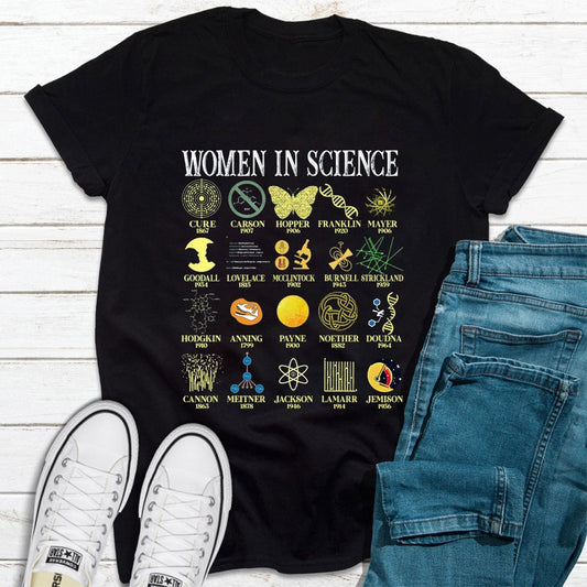 Camiseta feminista de mujer en ciencia