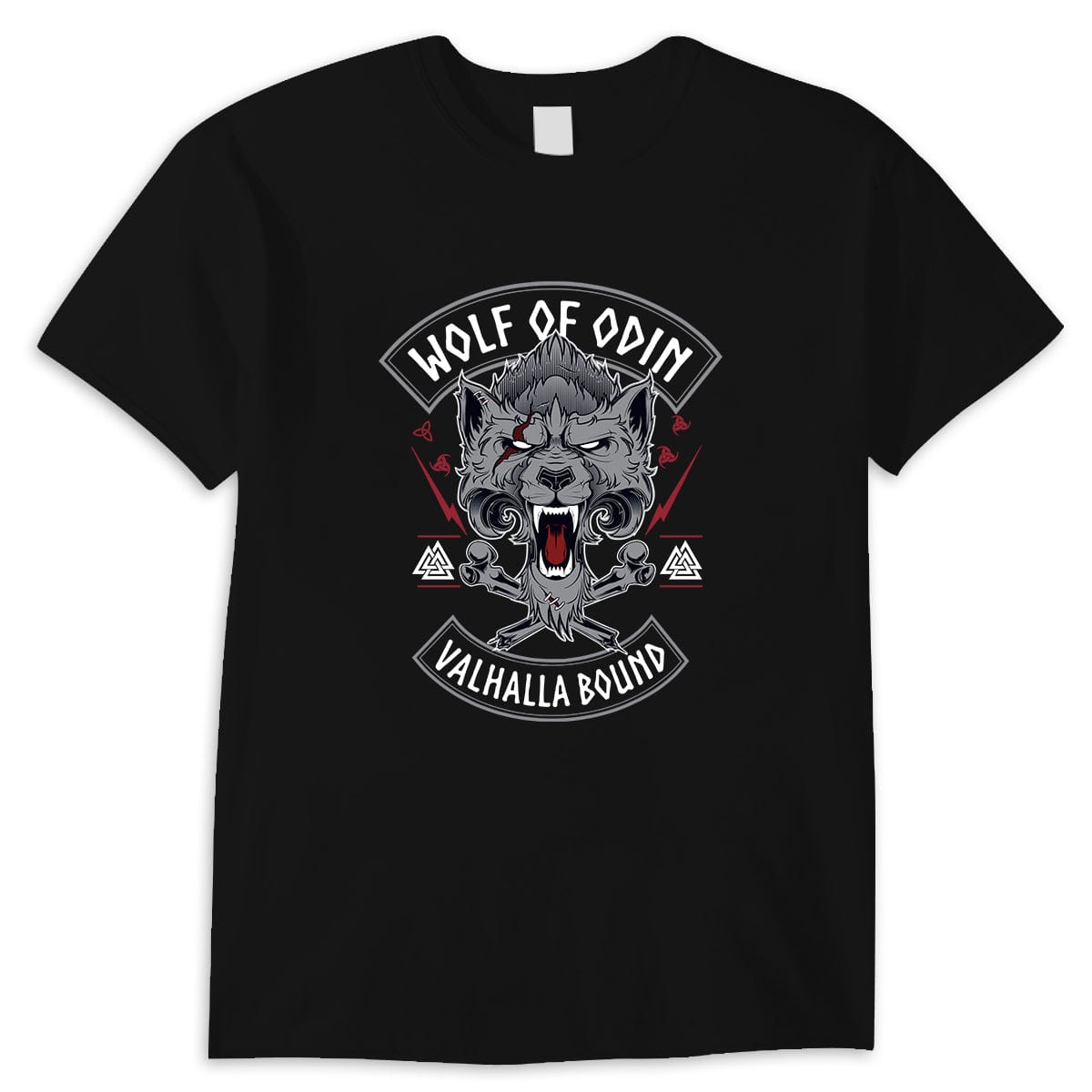 Camiseta vikinga con el lobo de Odín y el Valhalla