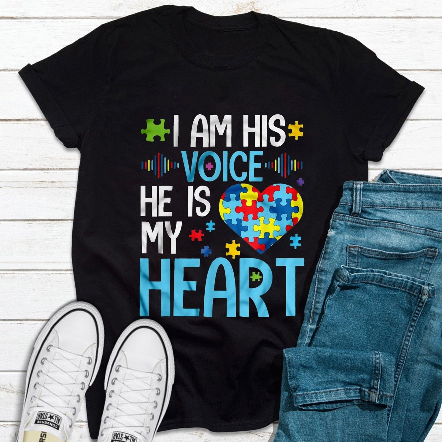 I Am His Voice He Is My Heart Autism Awareness Shirt