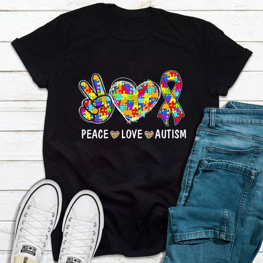 Peace Love Autism Awareness Shirt