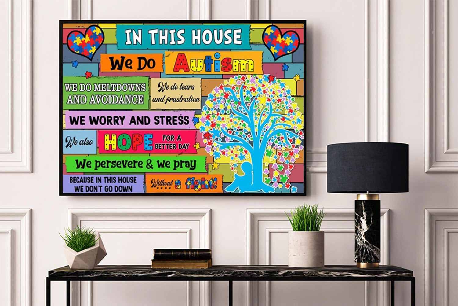 In This House We Do Autism Without A Fight Autism Awareness Poster, Canvas