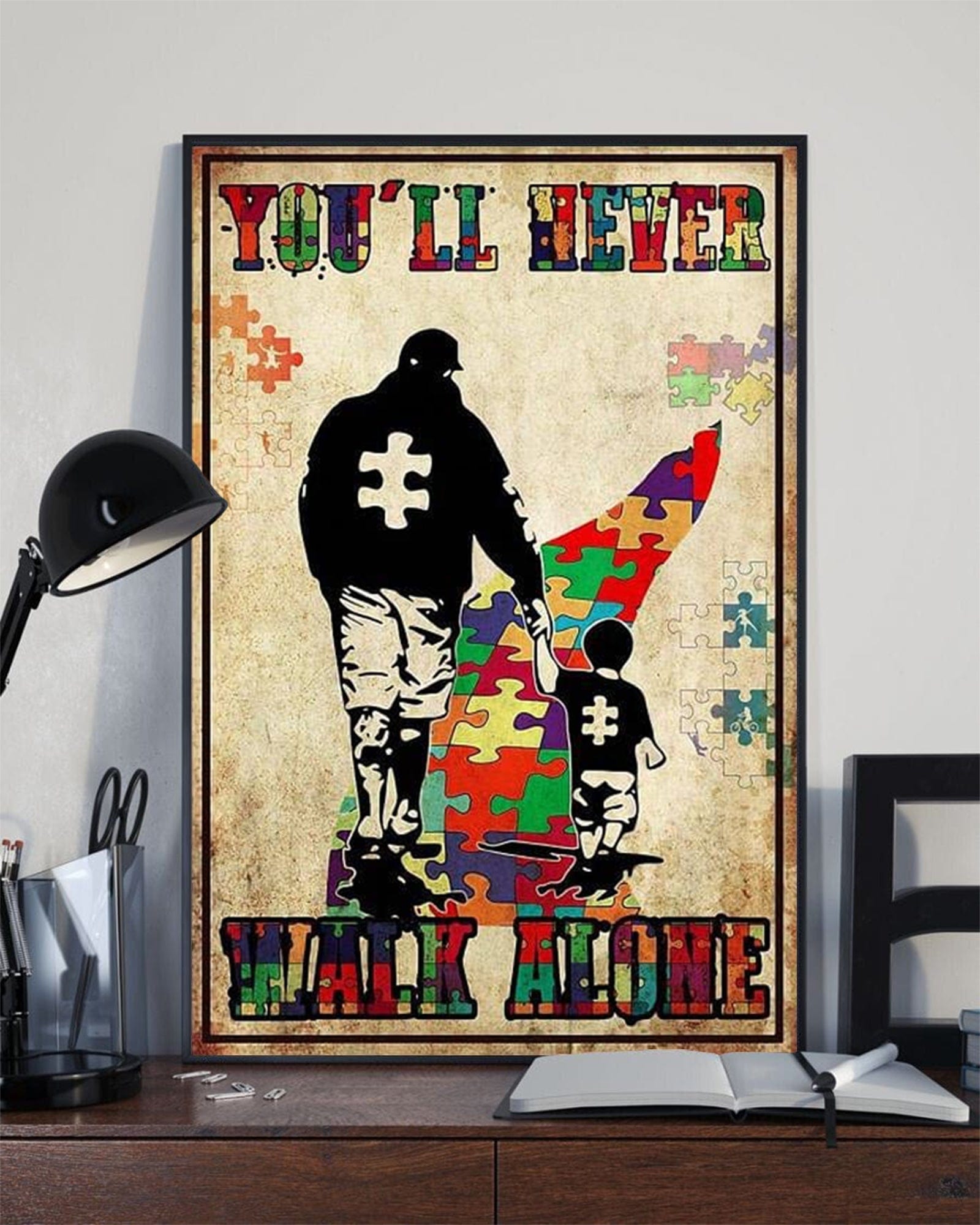 Autism Dad You'll Never Walk Alone Autism Awareness Poster, Canvas