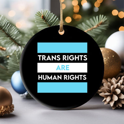 Trans Rights Are Human Rights, Transgender Flag LGBT Pride Christmas Ornament