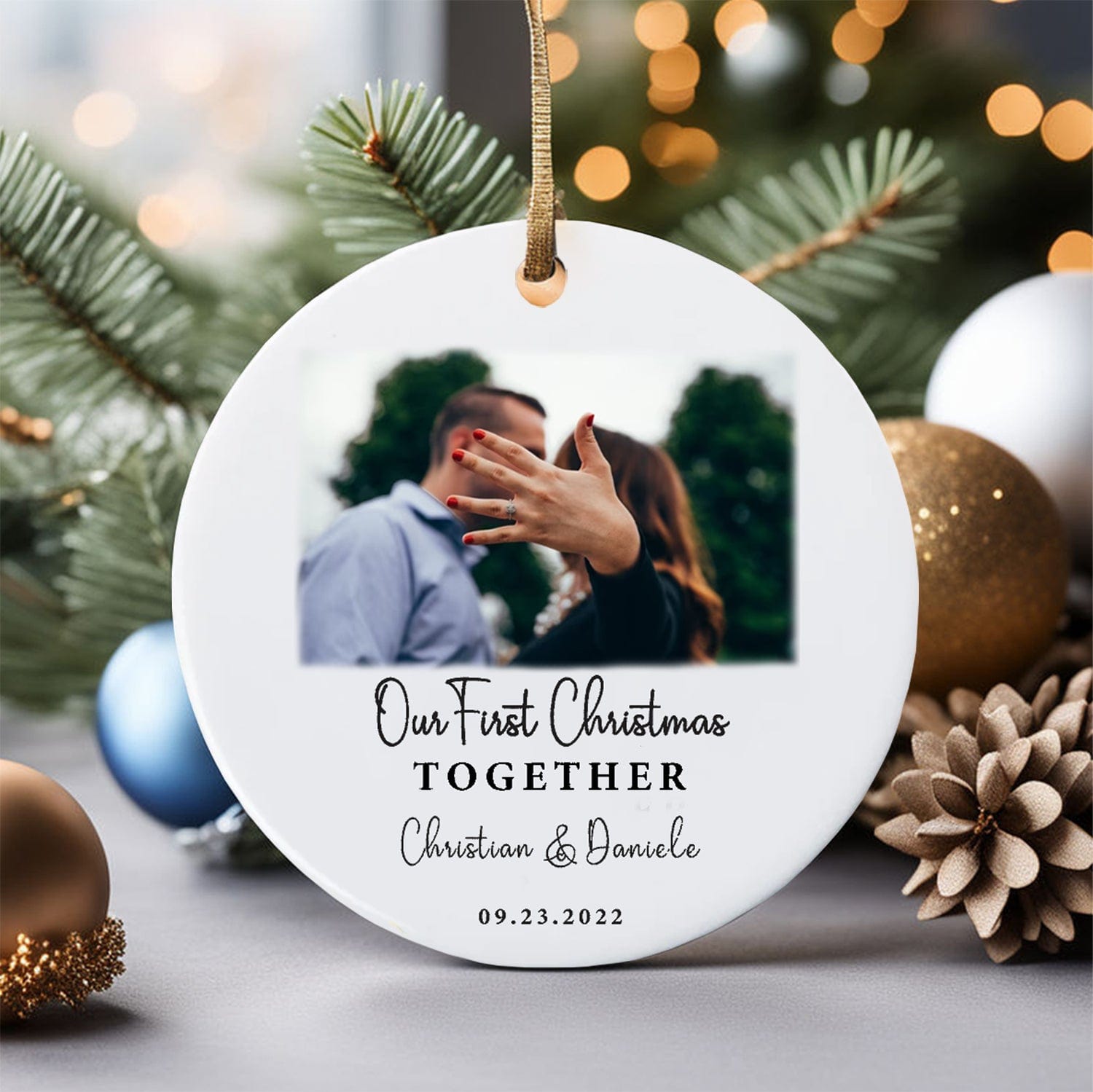 Personalized Christmas Ornament, Couple Our First Christmas Together Tree Hanging Ornament