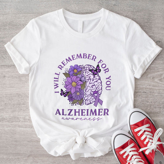 I Will Remember for You Floral Alzheimer's Awareness Shirts