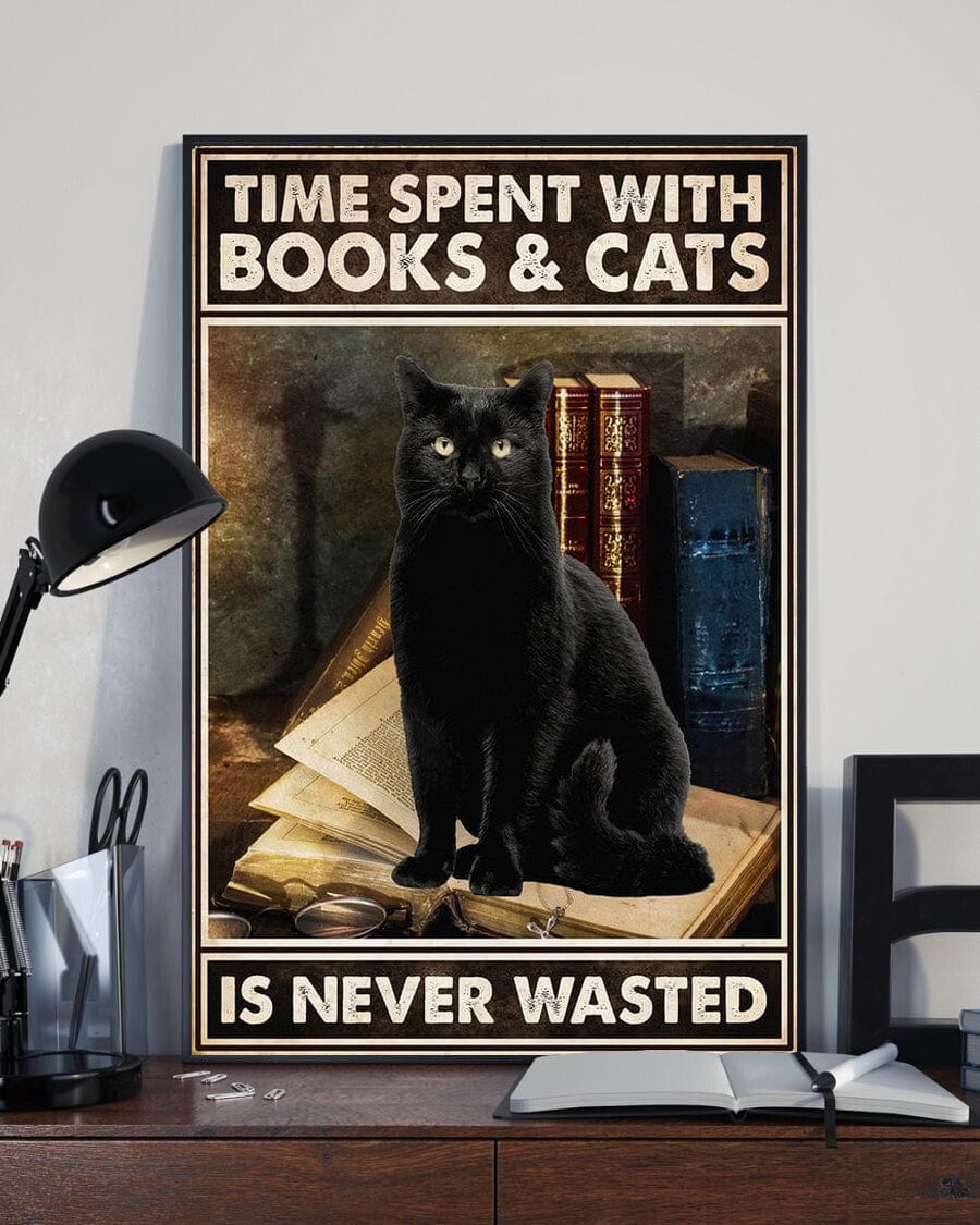 El tiempo que pasamos con los libros y los gatos nunca es una pérdida Póster, Lienzo