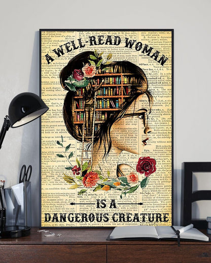 A Well Read Woman Is Dangerous Creature Book Poster, Canvas