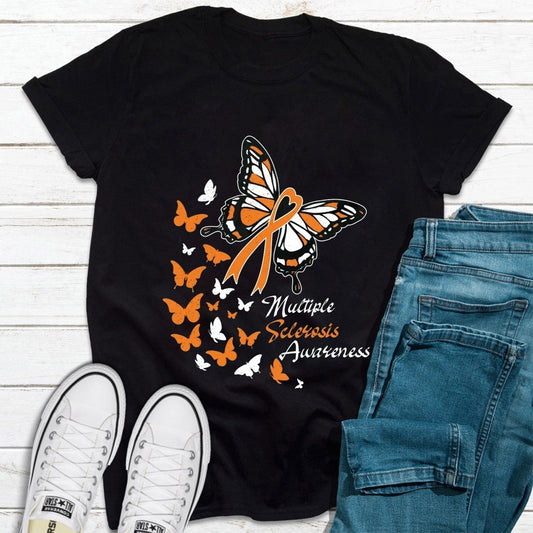 Multiple Sclerosis Awareness Butterflies Ribbon Shirt
