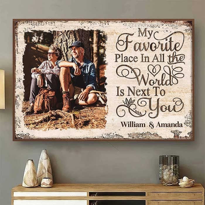 Personalized My Favorite Place Canvas, Poster - Rustic Couple Wall Art with Custom Names
