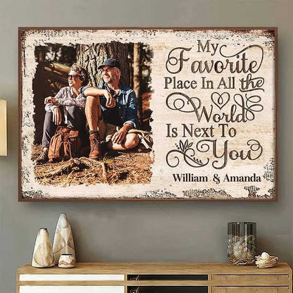 Personalized My Favorite Place Canvas, Poster - Rustic Couple Wall Art with Custom Names