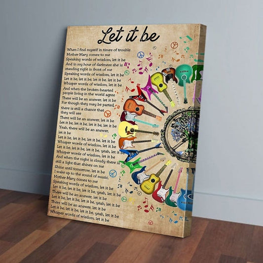 Let It Be Guitar Canvas, Poster - Music Wall Art for Beatles Fans & Musicians