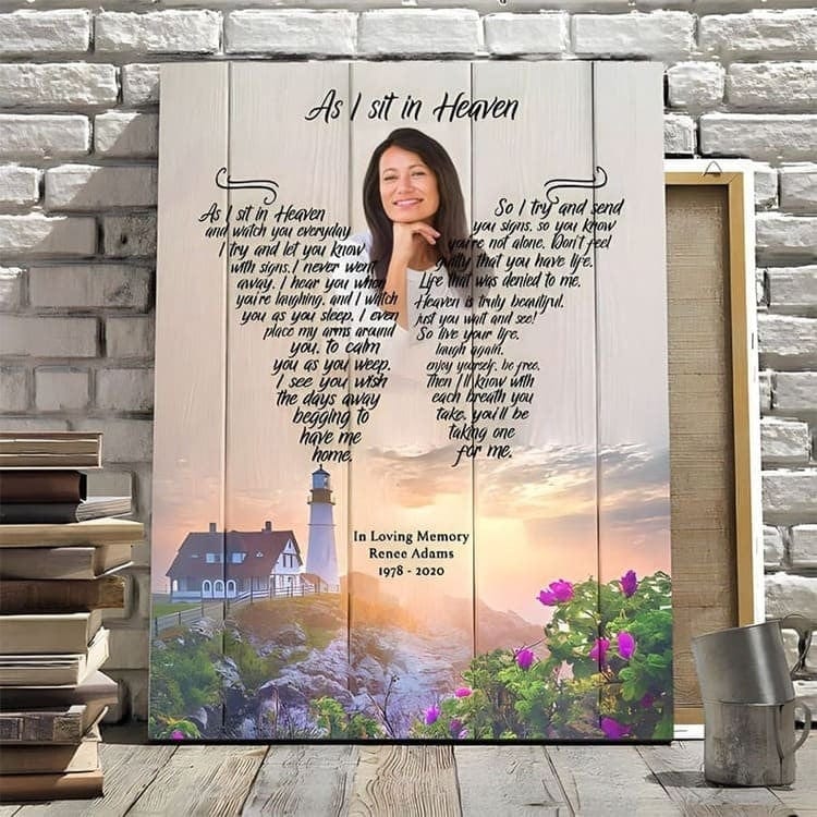 As i sit in Heaven Custom Photo Wall Art Canvas, Poster, Remembarance Gifts