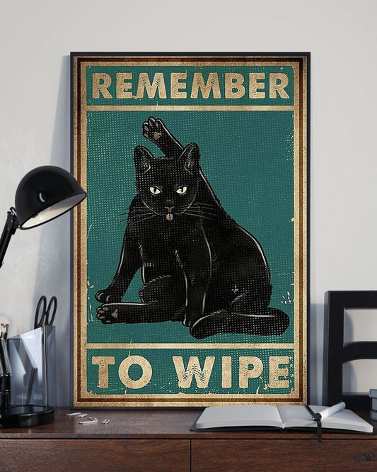 Póster de lona "Recuerda limpiar al gato"