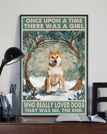 Akita Once Upon A Time There Was A Girl Who Really Loved Dog Poster, Canvas