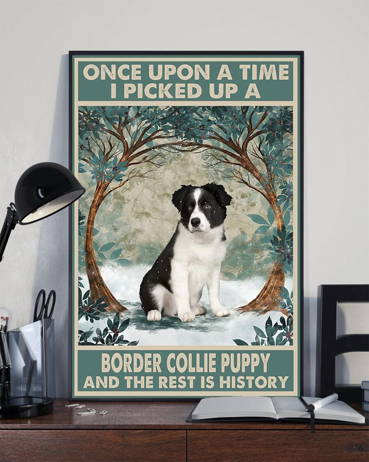 Once Upon A Time I Picked Up A Border Collie Puppy Dog Poster, Canvas