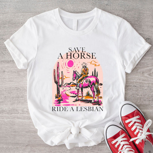 Camisa vaquera LGBT de Save A Horse Ride A Lesbian